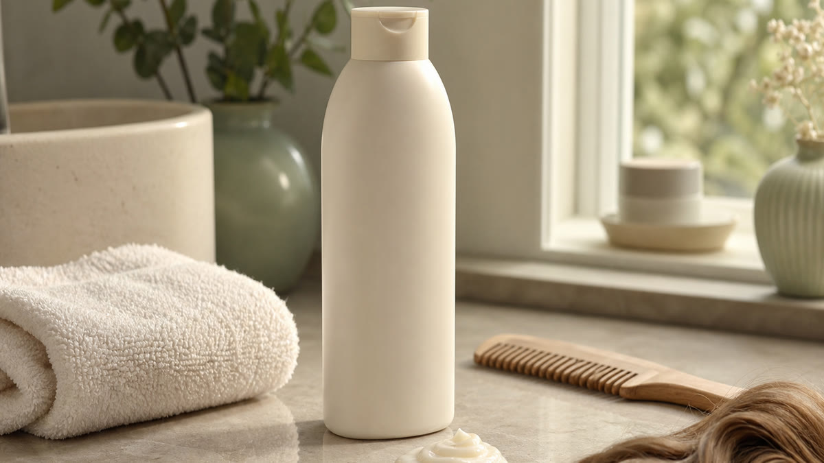 Shampoing doux, serviette et peigne pour une routine adaptée aux cheveux secs